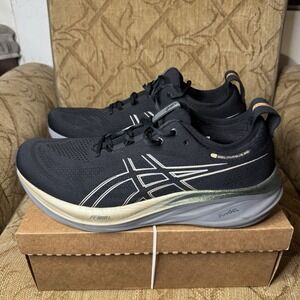 ASICS Gel Nimbus 26 Platinum Sneakers Men's 15 Black Champagne Excellent
